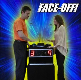 picture of two people facing off in a game show